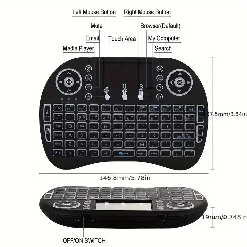 Mini Portable Wireless Keyboard Touchpad USB for Android Smart TV Box PC Laptop - Image 4 of 4