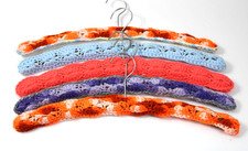 VTG Handmade Crochet Covered Wooden Hangers Set/5 Variegated Colors Granny Core