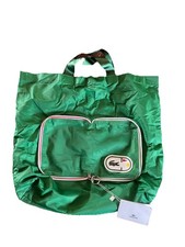 Vintage LACOSTE Unisex Fold Away TOTE Bag Croc Pocket Green Rare 