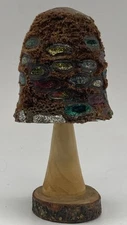 Morel(?) Mushroom Hand Crafted folkart Sculpture wood Craftsman OOAK Unique