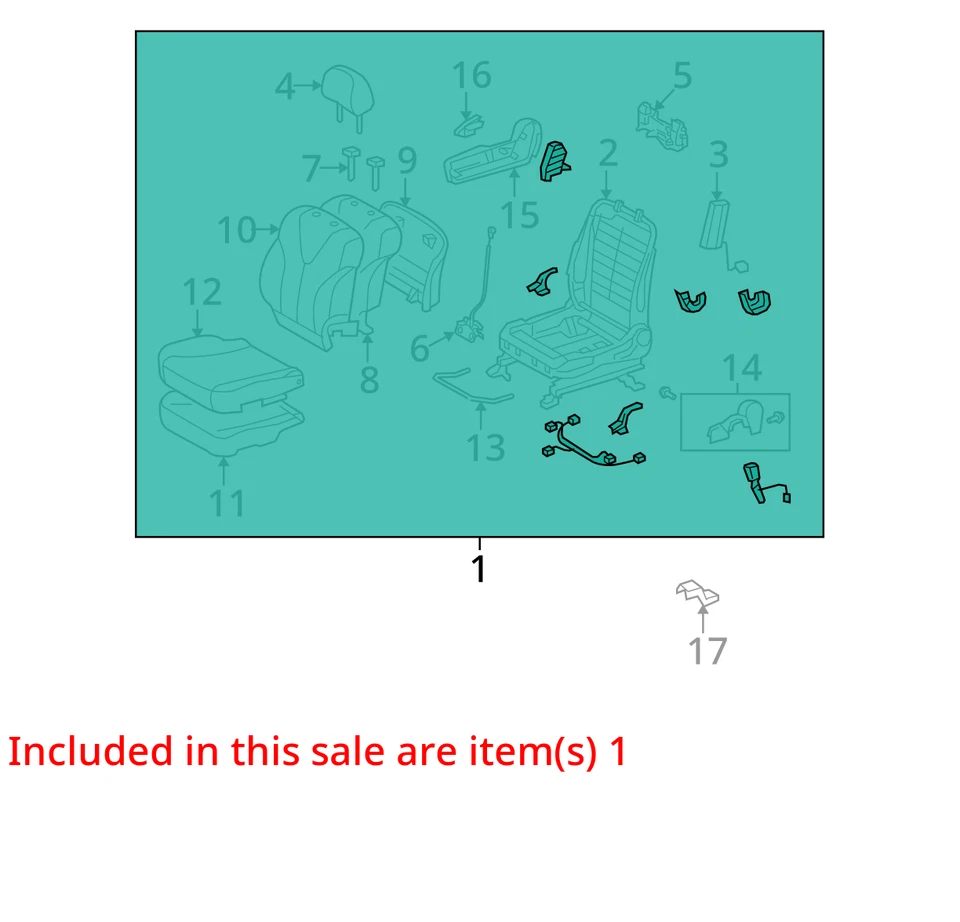 Se adapta a Toyota Venza LE 2009-2016 asiento eléctrico delantero derecho pasajero tela gris OEM Foto 4 de 4