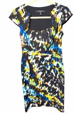 Nine West Abstract Stud Around the Neck Dress Midi Bodycon Zip At The Side Size4