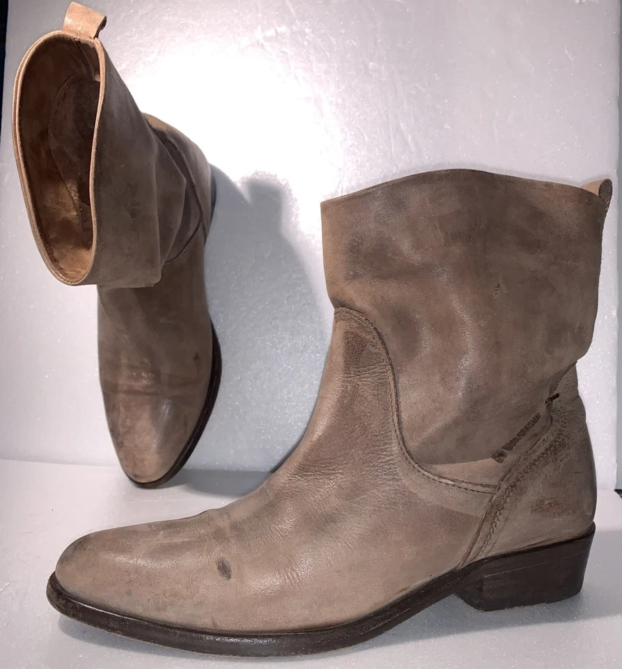 BOSS ORANGE Echt Leder Cowboy Stiefeletten Gr 37 Braun Ancle Boots Stiefel Luxus - Bild 1 von 4