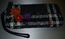 Vera Bradley Luxe Tweed Wristlet Collection Embellished Black Clutch