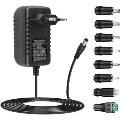 AC Adapter 12V 2A, Netzteil, DC Stecker, LED, Router, Überwachung, 8 Adapter