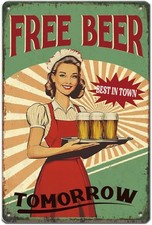Free Beer Tin Metal Signs Home D cor 8x12 Beer Girl Vintage Metal Signs Funny