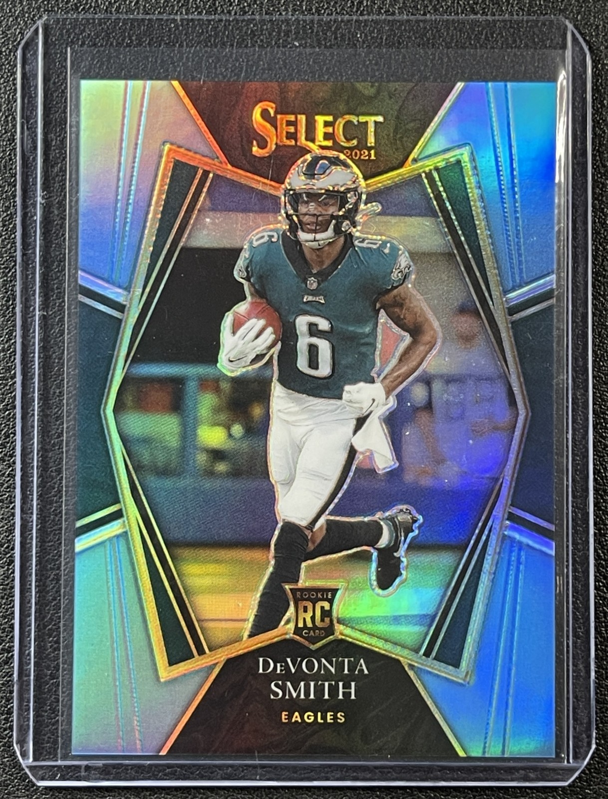 DEVONTA SMITH 2021 PANINI SELECT #149 ROOKIE LIGHT BLUE PRIZM RC PREMIER 76/99