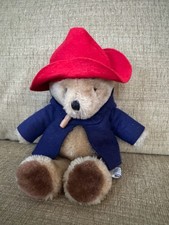 Vintage 1975 Eden Toys Paddington Bear Plush with Blue Coat and Red Hat