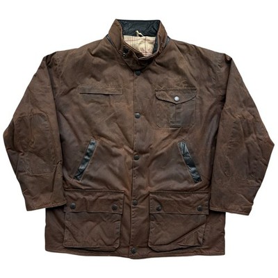 Barbour Bushman Wachsjacke Herren XL schwerer Arbeitsmantel Lederkragen
