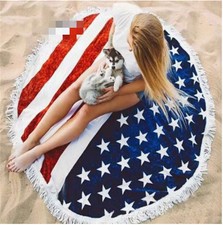 American flag printed beach mat