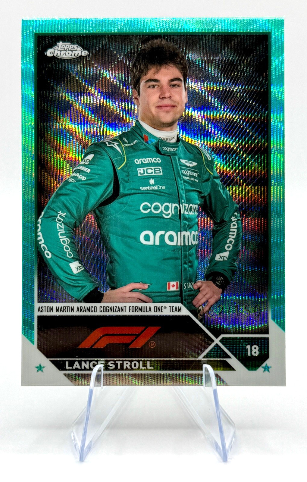 2023 Topps Chrome Formula 1 F1 Lance Stroll #43 Aqua Wave /150