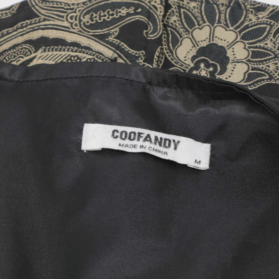 Coofandy Baroque Paisley Dress Vest Men’s Medium Black Gold Formal Waistcoat - Image 3 of 4