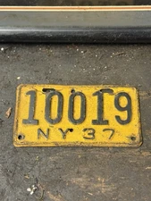 Vintage NEW YORK NY 1937 10019 Motorcycle License Plate 42H