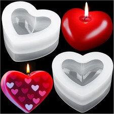 2 Pcs 3D Heart Silicone Mold-Valentine's Day DIY Candle Soap Resin Craft Making
