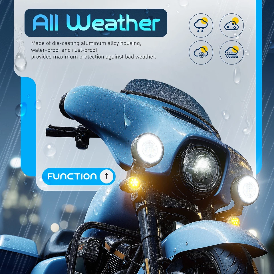 Luz antiniebla para Harley Road Glide King con luz de señal de giro y soporte Foto 4 de 4