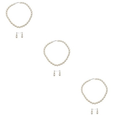  3 Sets Perlenkette Ohrringe Hochzeitsschmuck Perlenschmuck Für Frauen