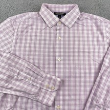 Banana Republic Shirt Mens Large Purple Plaid Non Iron Slim Fit Cotton Dress