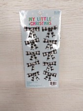NEW 10 Mini BOWS Christmas ORNAMENTS White  Black Buffalo Check Plaid Fabric
