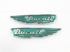 GREEN ALLOY BADGES EMBLEM MONOGRAM FITS VINTAGE DUCATI SCRAMBLER FUEL TANK #V199