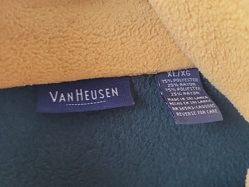 Vintage Van Heusen Mens Fleece Zip-Up Jacket Blue Green Grey Yellow Size XL - Picture 2 of 5