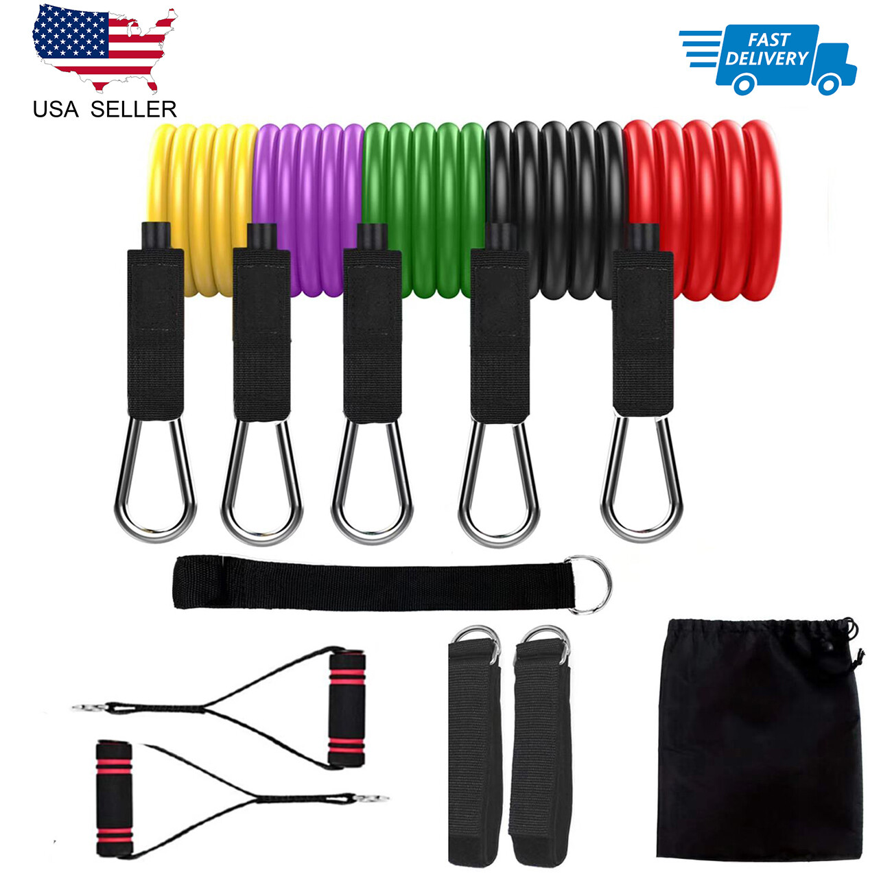Set Workout With Handles Heavy Tube Exercise Fitness Gym 11p
