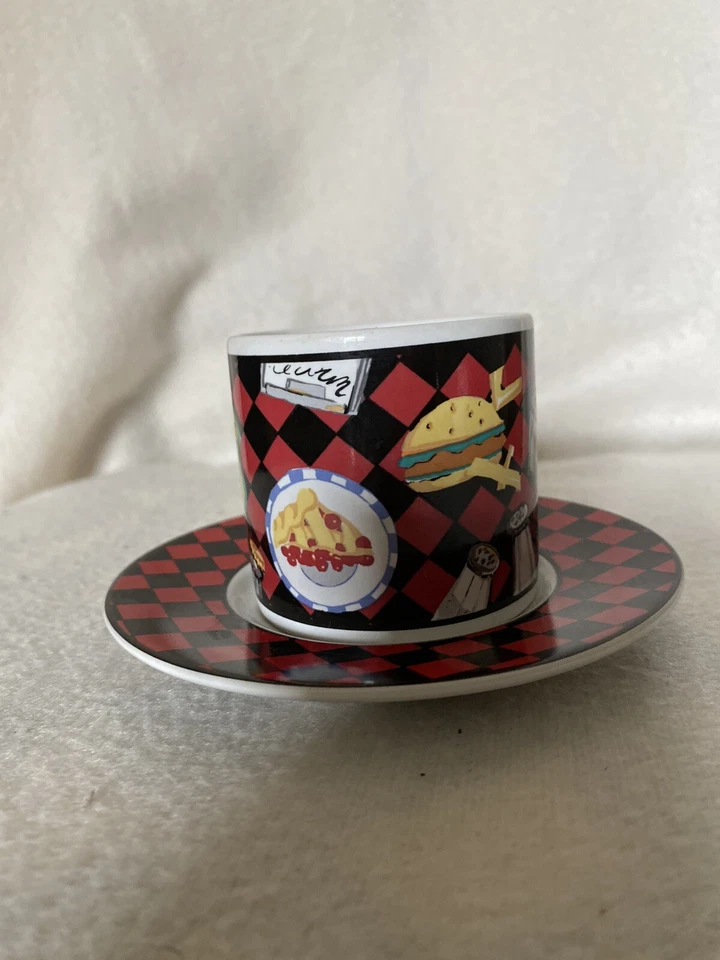 De colección Nuevo Route 66 Taza y Platillo Sakura Roadside Sue Zipkin Espresso Demitasse 1993 Foto 3 de 4