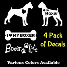 4 Pack Boxer Life I Love My Boxer Vinyl Decal Truck Window Tablet Tumbler Laptop