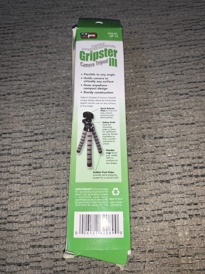 Gripster Camera Tripod III VidPro Flexible Attaches Anywhere Brand New GP-14 - Image 2 of 2