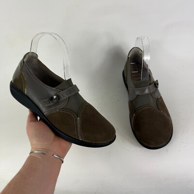 Sanita Flossy Flats Women's 8 Olive Brown Round Toe Low Top Slip-On Shoe