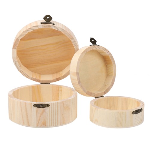 2 Pcs Small Item Storage Container Wood Case Bin with Lid Mini Bins eBay