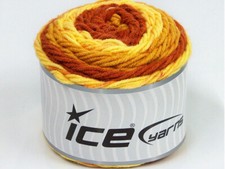 2-Skein Lot Cakes Yarn Light Acrylic 2x140g/225m Brown Gold Yellow
