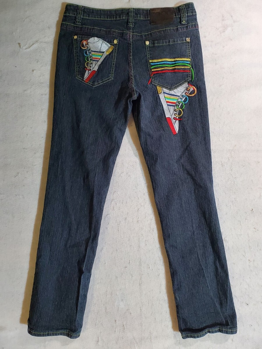 【KOOLOSET】Cardi Western Vintage Denim Vtg Coogi Embroidered High Top Sneaker Jeans Size 15/16