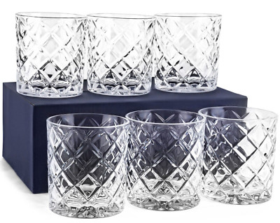 6pc Vintage Old Fashioned Drinking Glass Set Whiskey Scotch Bourbon Drinkware