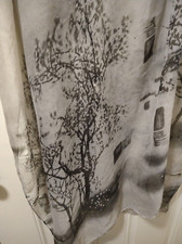 Brait Sheer Scarf Woman's 72" x 36" Gray Blossoming Trees Windows