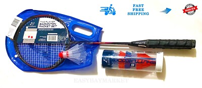 EastPoint 2 Badminton Steel Racket Set / 2 Shuttlecocks (+ 6 Bonus Shuttlecocks)