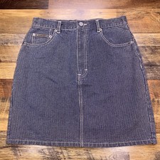 Vintage Calvin Klein Mini Skirt 11 Blue Striped Jean Denim