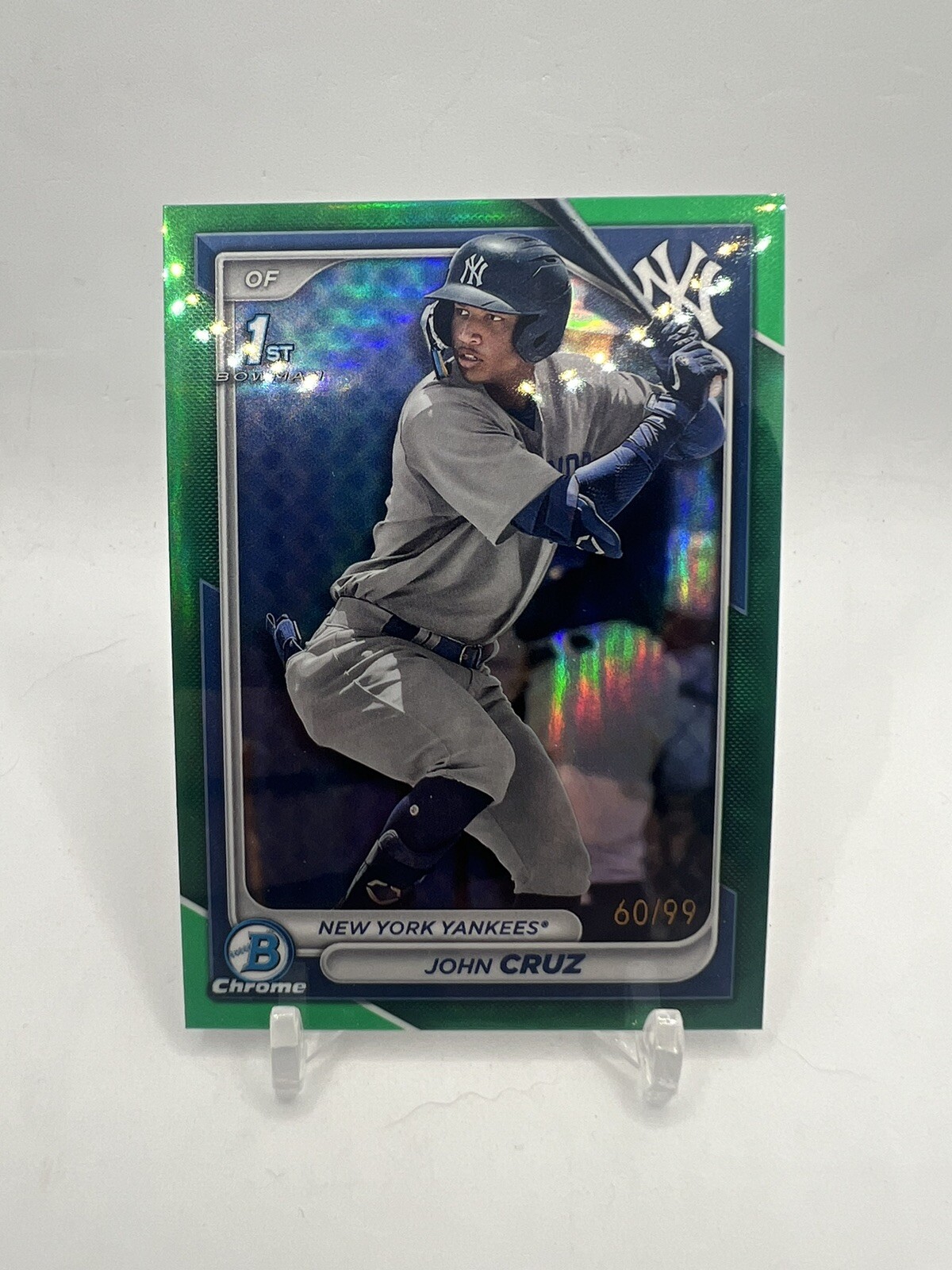 2024 Bowman Chrome 1st JOHN CRUZ Green Refractor /99 - BCP-77 - New York Yankees