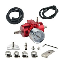 Aluminum 1-140 Psi Fuel Pressure Regulator Adjustable W Oil Gauge Fitting Red