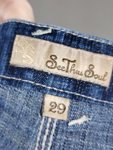 See Thru Soul Womens Size 29 5 Pocket Design Short Casual Denim Blue Jean Skirt - Picture 3 of 5