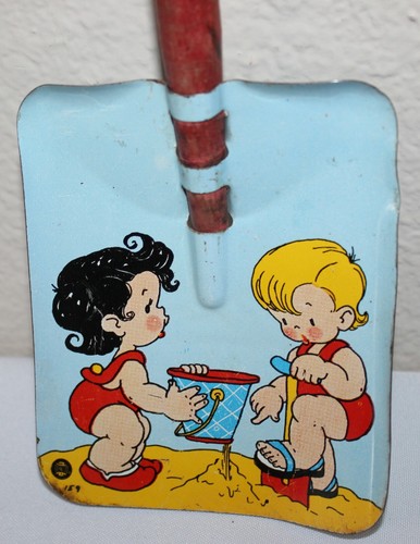 VINTAGE CHILD'S SAND BEACH 17 INCH SHOVEL TOY METAL TIN LITHO TOY OHIO ART CO - Picture 4 of 9