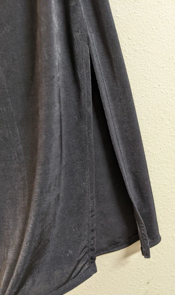 Vestido Midi Lux LA Slinky Poli Elastano Azul Manga Assimétrica Estilo # D0762 Pequeno - Imagem 4 de 4