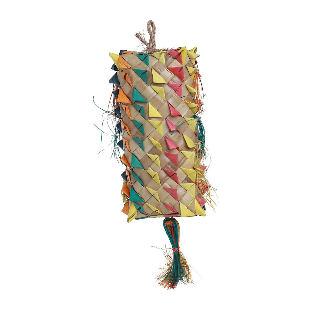 Palm Leaf Squared Spiked Pinata Natural Parrot Toy for Pet Birds - XLarge