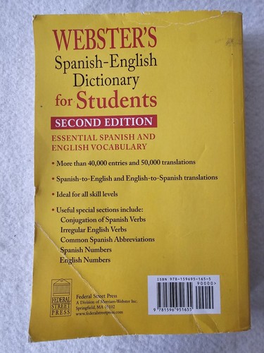 Webster's Spanish-English Dictionary for Students, Second Edition - GOOD - Picture 2 of 7