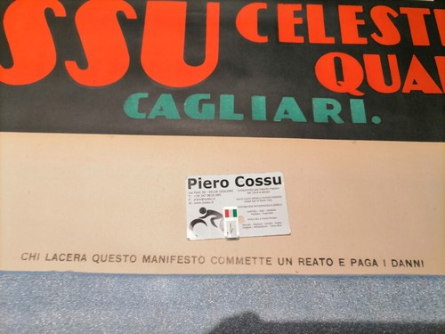 COSSU CELESTINO QUARTUCCIU CAGLIARI 1930 MAGA H.140x100 MANIFESTO SARDEGNA - Foto 6 di 9
