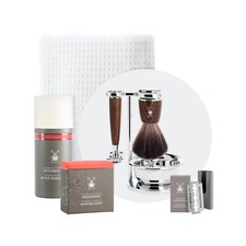 M HLE Rytmo Shaving Set 8 Pieces - Brush, Slicer and Stand Chrome-Plated Ba