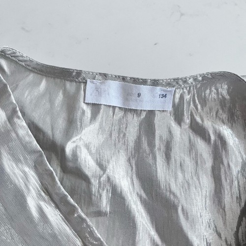 Zara girls shiny metallic puff sleeve peplum dressy blouse size 9 - Picture 2 of 7