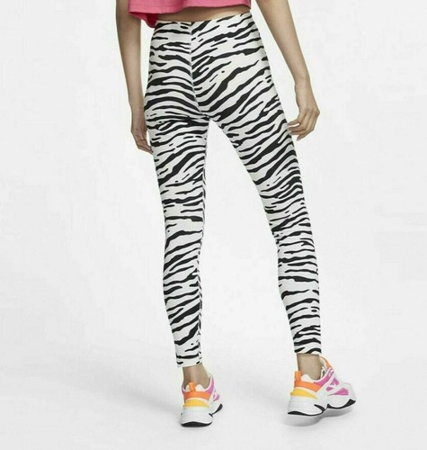 Women Nike Essential Compression Tights Sz S Small White Black Zebra CV8597 100  - Picture 14 of 24