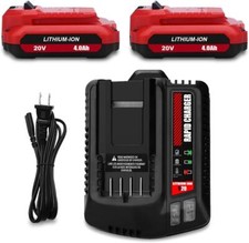 2 PACK 4.0Ah CMCB204 for CRAFTSMAN 20V V20 4.0Ah Battery with Charger Combo
