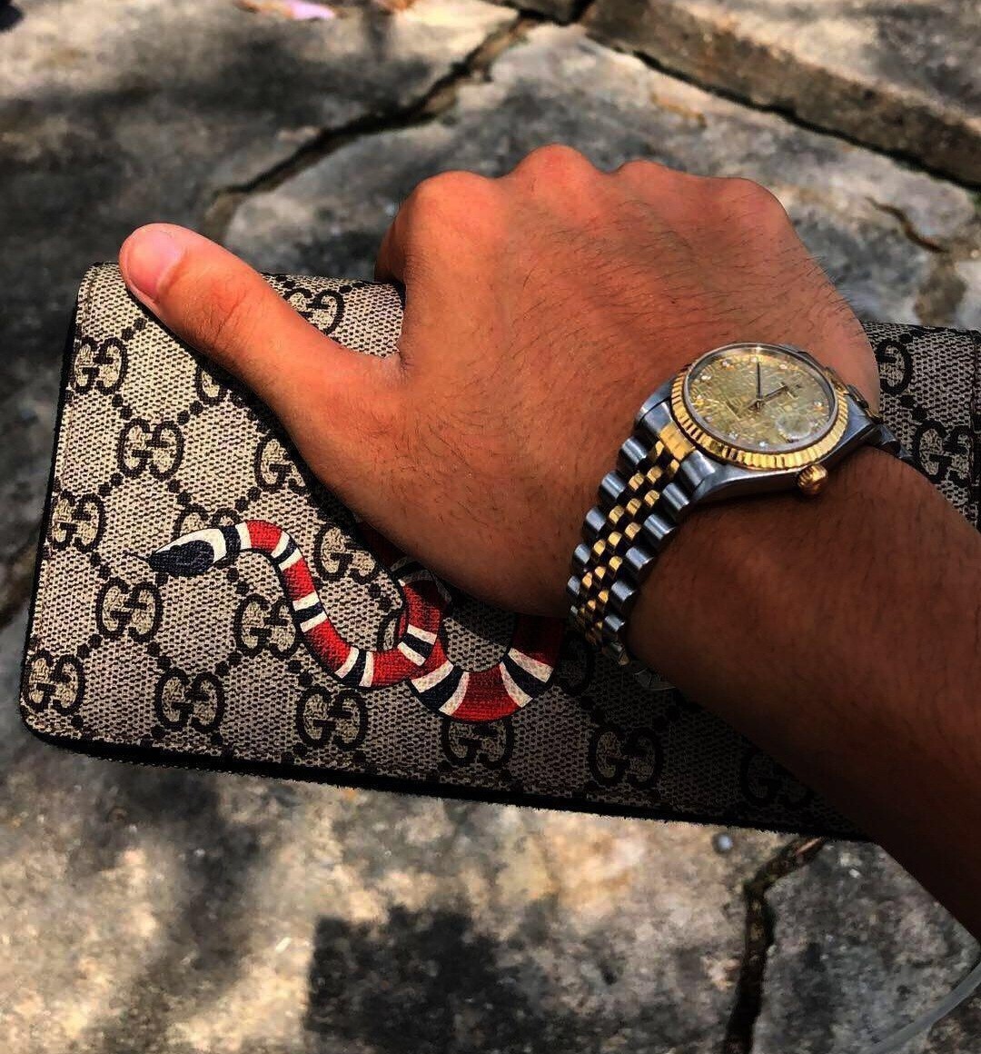 GUCCI GG Supreme Monogram Kingsnake Zip Around Wallet Unisex | eBay