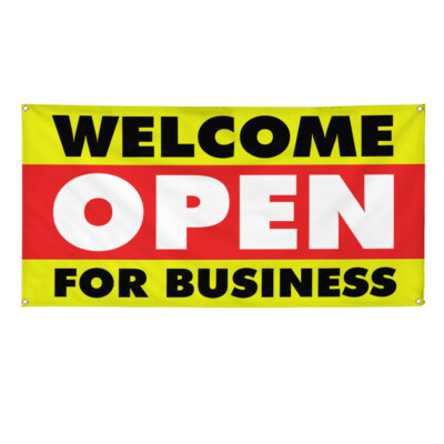 Vinyl Banner Multiple Sizes Welcome Open for Business #2 Business Outdoor